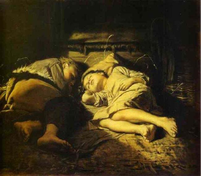 Vasily Perov Sleeping children oil painting picture